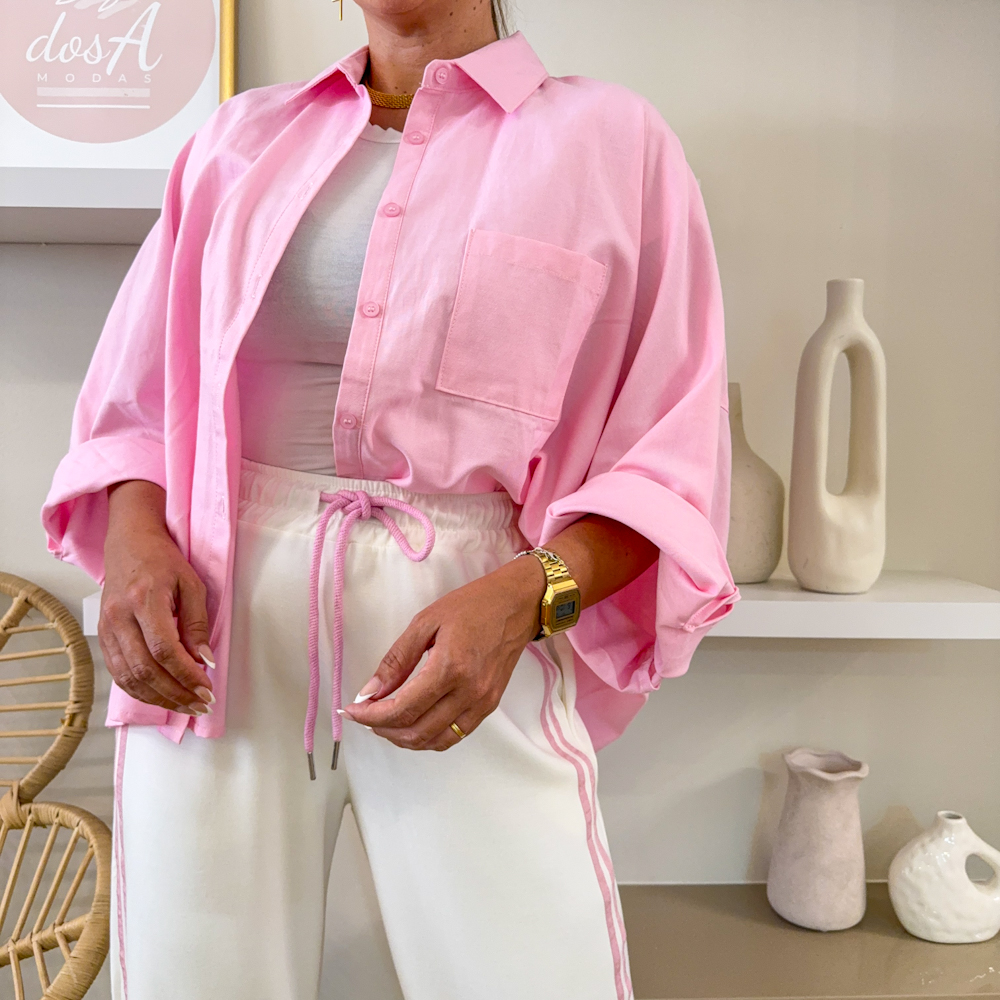 CAMISA OVER ROSA